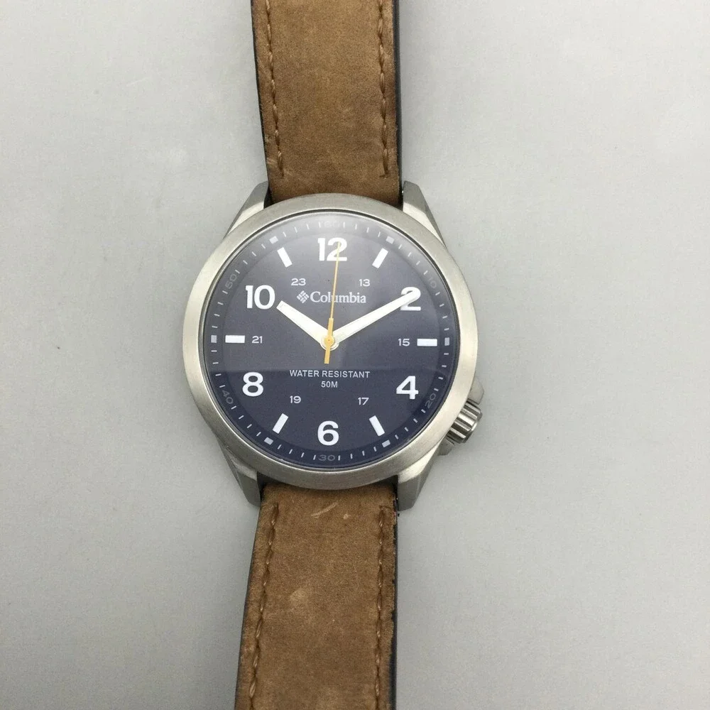 Columbia CSS10-002 Mens Watch 42mm Blue Dial Brown Leather Band New Battery - Picture 8 of 15